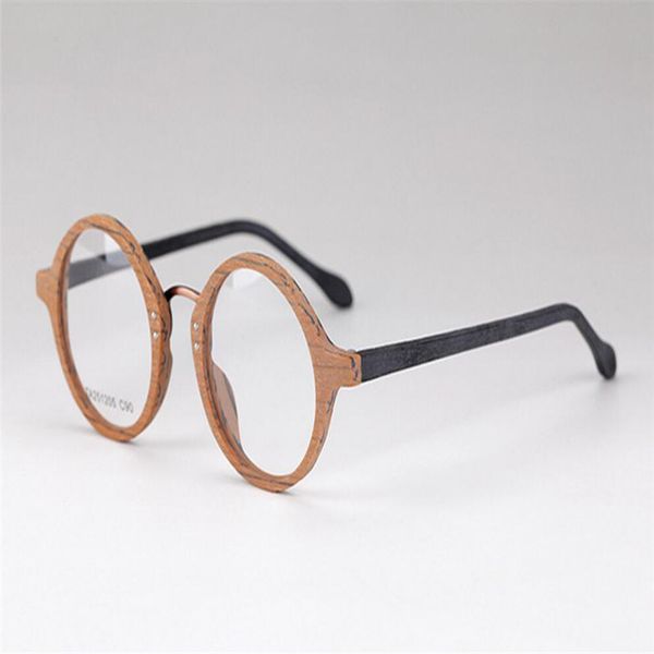 

mongoten retro fashion handmade wooden round eyewear frame black aspheric prescription presbyopia reading eyeglasses, White;black