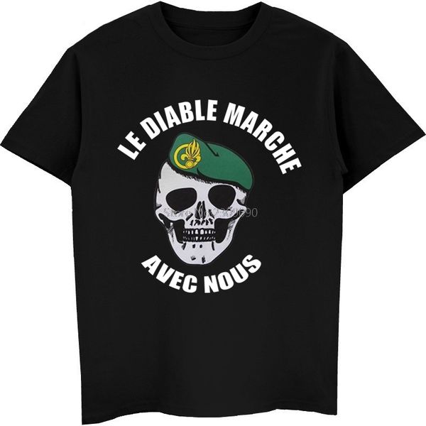 

le diable marche avec nous green beret t-shirt summer men's cotton short sleeve shirt hip hop tees harajuku streetwear