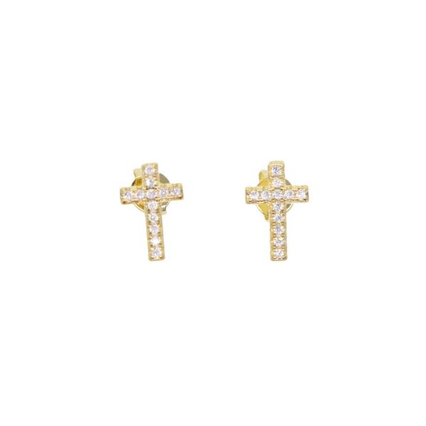 

stud gold silver color cross earrings for women 2021 trend lady fashion jewelry pendientes mujer moda, Golden;silver