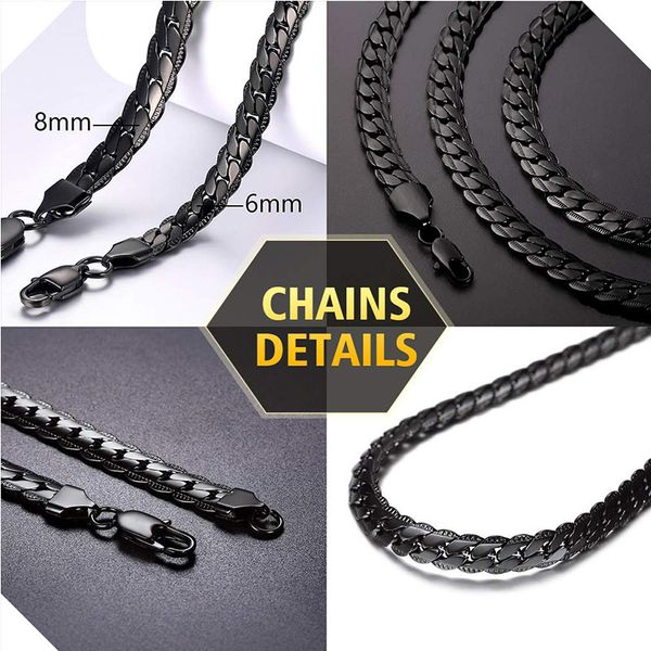 

figaro hip hop black necklace mens stainless steel fashion necklace steel gold chain jewelry for neck gifts for a man, Silver