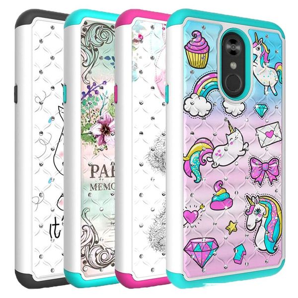 

for lg stylo 4 case luxury diamond bling rhinestone case hard pc soft tpu dual layer hybrid protective cover for lg q stylus