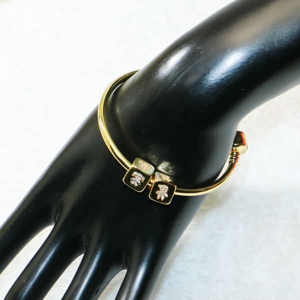 

4pcs fashion gold color bangle double cube zircon charms cube charms jewelry bangle gift for lady 50272, Golden;silver