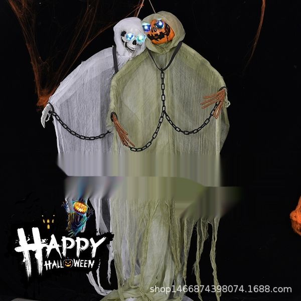 

halloween hanging ghost bar haunted house props skull pumpkin 2 luminous bar iron chain m iron chain glowing ghost terror trick chamber deco