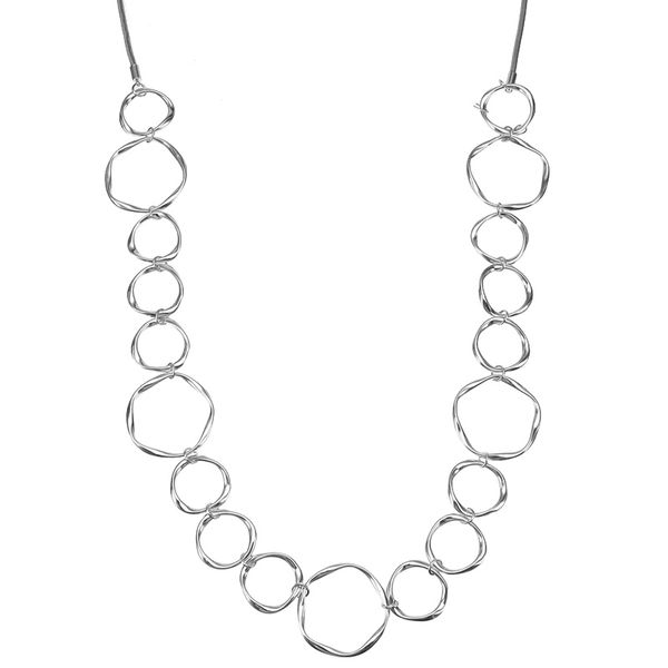 

simple big circle long chain necklace elegant charm sweater coat necklaces for women fashion jewelry gift, Silver