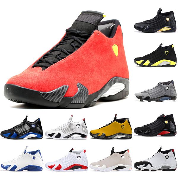 

fashion jumpman 14s mens basketball shoes red suede black blue white candy cane desert sand thunder sports trainers sneakers