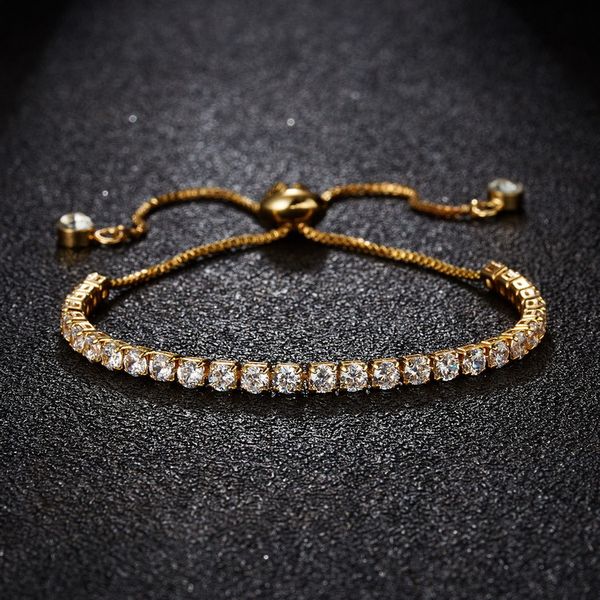 

мода 3мм циркон браслет регулируемый rhinestone шарма розового золота серебряный цвет цепи браслеты для женщин ювелирные изделия подарка, Black