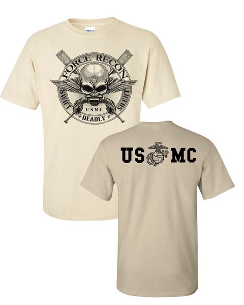 

marine corps force recon usmc front & back print sand men tees 2019 summer fashion new o-neck custom t shirt design
