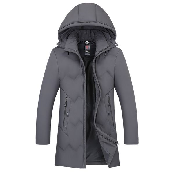 

men's down & parkas jacket] middle aged and elderly white duck long thick hooded father's winter coat, Black