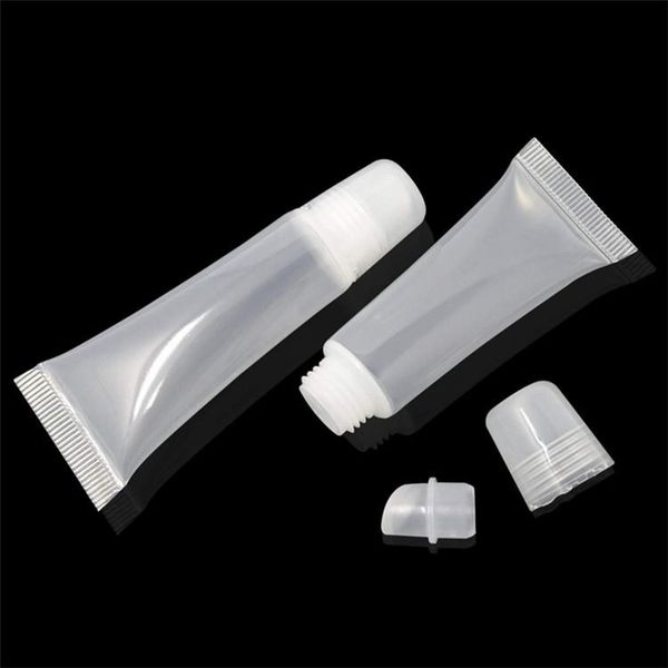 

5ml 8ml lip gloss tubes clear plastic empty refillable soft tubes balm lip gloss bottle cosmetic containers lipstick makeup box