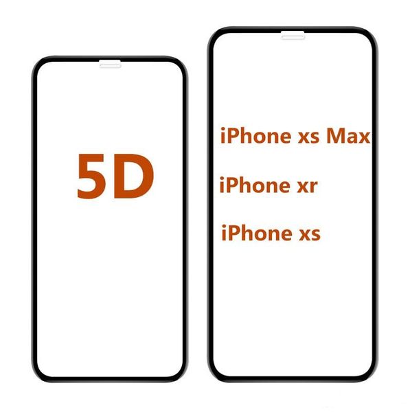 

5d curved tempered glass for iphone xr 6.1 8 7 6 plus ultra-smooth full glue screen protector film for iphone x 8 7 6s
