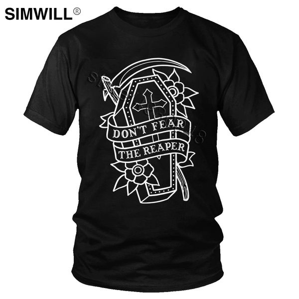 

don't fear the reaper t-shirt for men hip hop cotton cross tees shirt short sleeve slogan tshirt trend dropshipping gift