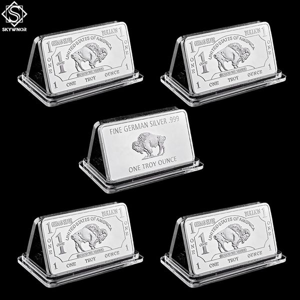 

5pcs german mint craft 1 troy ounce buffalo souvenir medallion bar copy coins in god we trust silver bulion