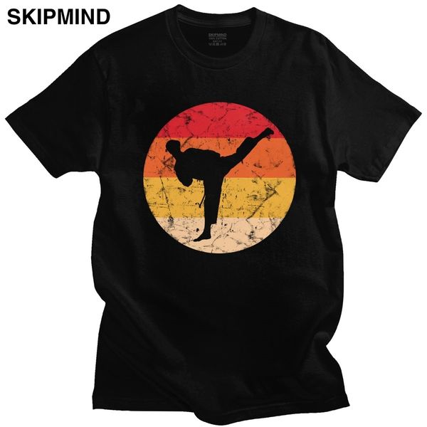 

urban vintage karate martial arts sunset t-shirt for men short sleeve karateka martial arts tshirt 100% cotton tee shirt gift