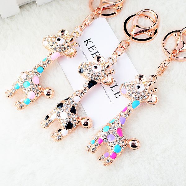 

colorful pretty key chain african jungle giraffe keychain lovely car pendant keyring women bag jewelry animal trinket porte clef, Silver