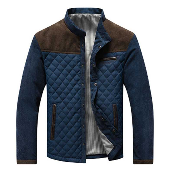

men's jackets spring autumn contrast color stitching collar warm jacket thick coat outwear parka coats, Black;brown