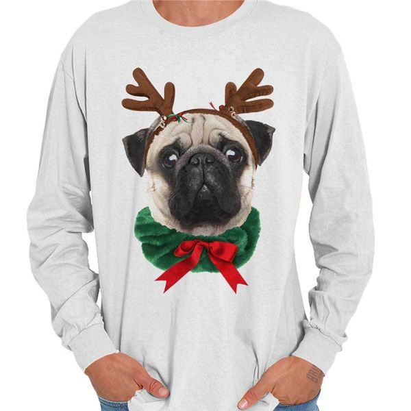

pug dog reindeer ugly christmas sweater funny shirt cute gift long sleeve tee christmas gifts tee shirt