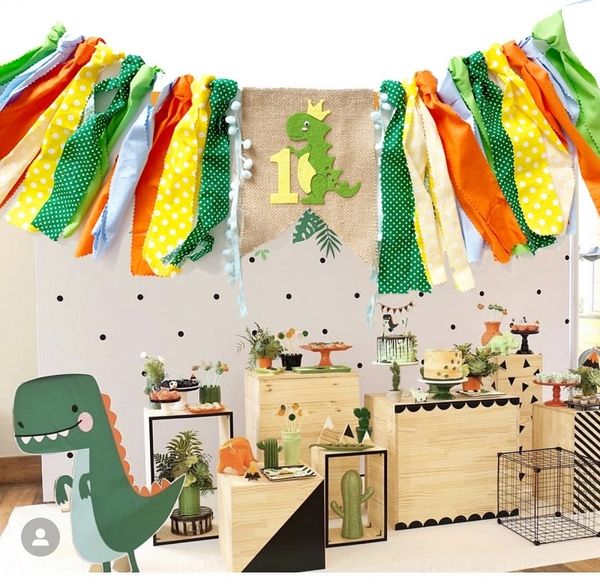

jurassic dinosaur theme baby party decoration dining chair color color colorful flag tassel flag one-year-old hundred-day decoration g22qa g