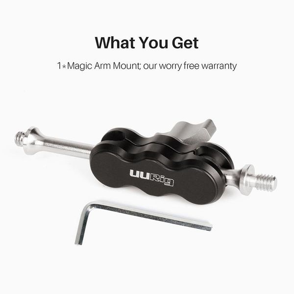 

uurig r002 tripod magic arm with dual ballhead articulating 1/4 screw universal camera video monitor mount adapter