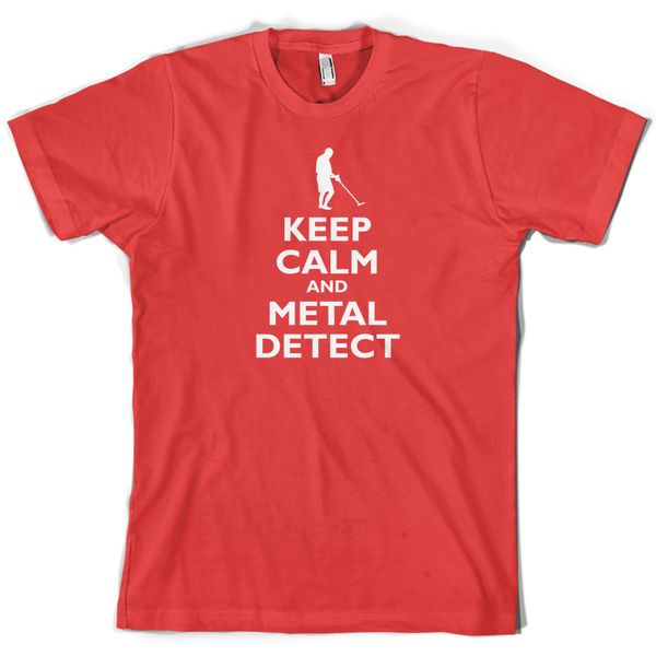 

keep calm and metal detect - mens t-shirt - metal detecting - 10 colours mans unique cotton short sleeves o-neck t shirt