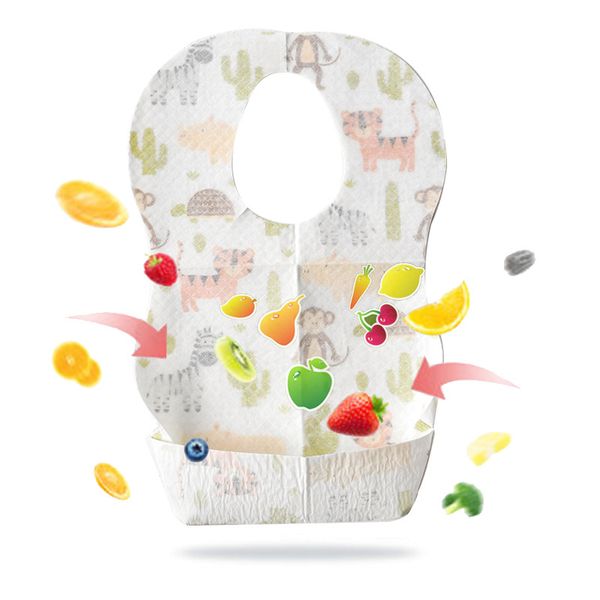 

10pcs baby disposable bib feeding saliva towel kids waterproof rice eatting pocket bib children portable out accessoires, Slivery;white