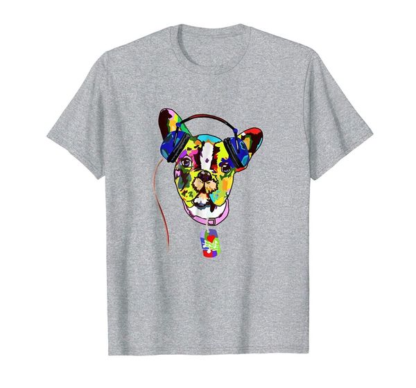 

french bulldog shirt music headphones funny dog t-shirt colorful tee shirt