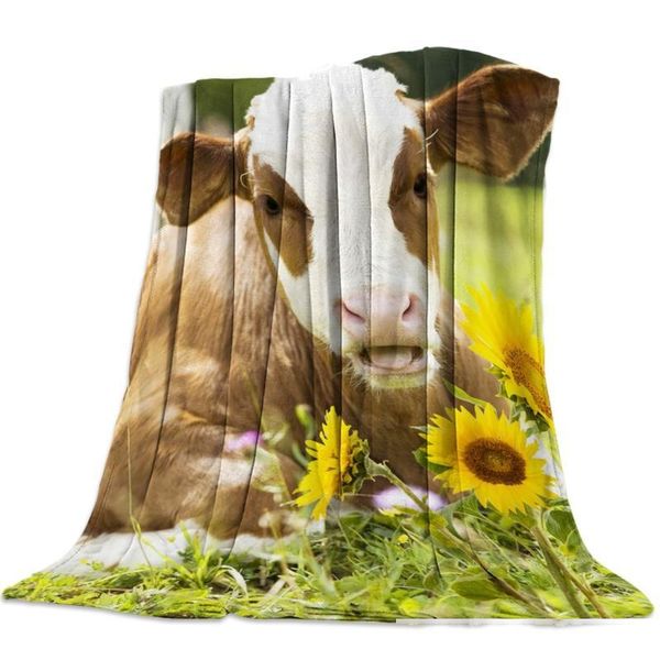 

custom blanket home textile meadow sunflower brown mammals green flannel blanket warm soft throw sofa bed travel blankets