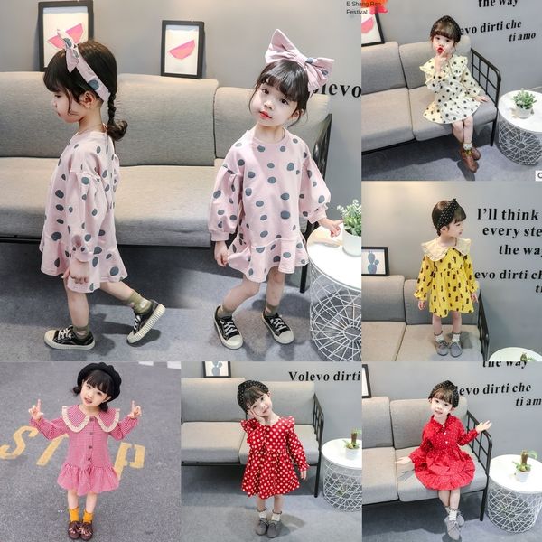 

children's wear girl's new spring and autumn korean style dress dresschildren's dresswestern style bow idea long sleeve sweat, Black;gray