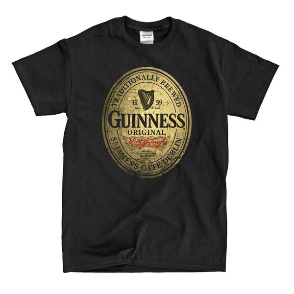 

distressed guiness beer label black t-shirt - ships fast