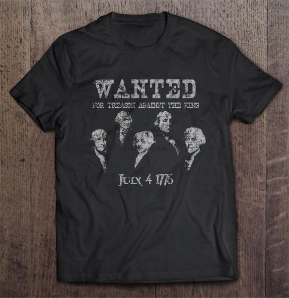 

men funny t shirt fashion tshirt wanted for treason founding fathers 1776 distressed vintage version women t-shirt