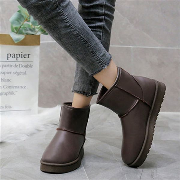 

winter shoes women snow boots warm short plush soft ladies flats ankle boot women's fur platform female casual shoes woman black