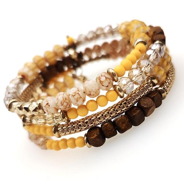 

totabc new brazil mexican rice bead crystal bracelet multi-layer color women bangle fashion jewellery, Golden;silver