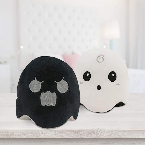 

reversible plush toy halloween cute doubles sided reversible ghost eye luminous ghost mood plush doll plush flip black