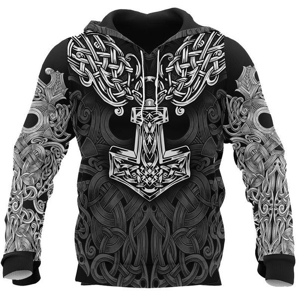 

men's clothing 2020 viking armor tattoo 3d all printed men/women harajuku fashion hoodie jacket casual winter sweatshirt, Black