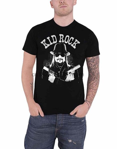 

clothing kid rock t shirt crossed guns distressed logo official mens black