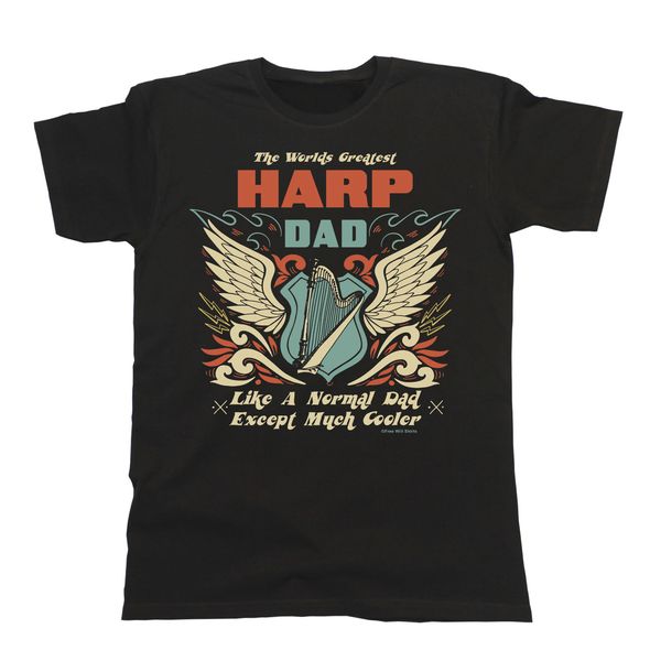 

2019 fashion summer style mens t-shirt worlds greatest harp dad except much cooler music fathers day tee shirt