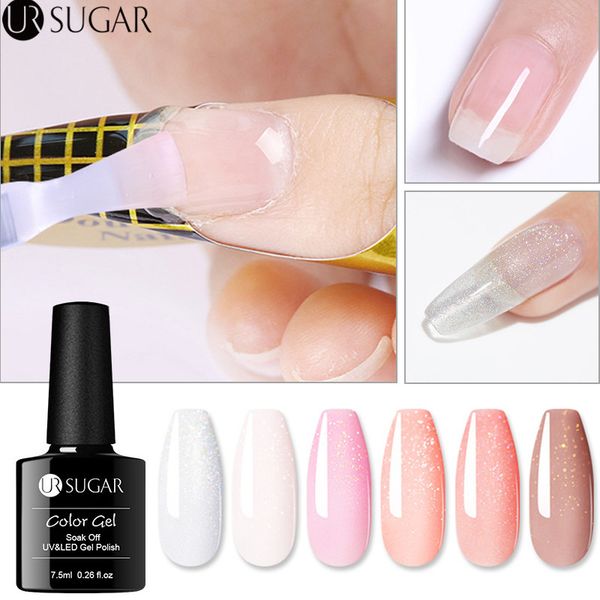 

ur sugar glitter quick building poly uv gel finger extension acrylic building gel 7.5ml soak off uv varnish diy, Red;pink