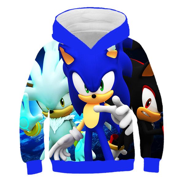 

3d hoodies kids kawaii anime super sonic print baby cartoon the hedgehog sweatshirt boys children long sleeve coat 2020 new, Black