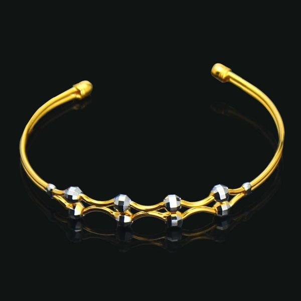 

2020 new african gold fashion two color beads size bangle gold color jewelry gifts for women, Black