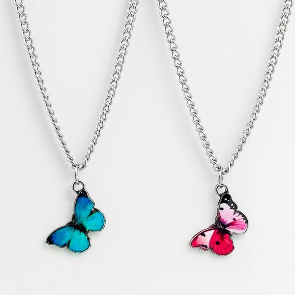 

2pcs ins, butterfly, oil drop, stylish, stylish necklace, Silver