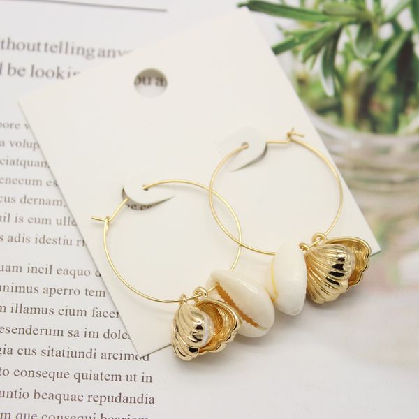 

natural conch shell earrings leisure style women's accessories, Golden;silver