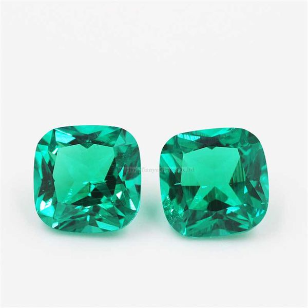 

handmade square cushion cut 7*7mm hydrothermal synthetic emerald stone for jewelry, Black