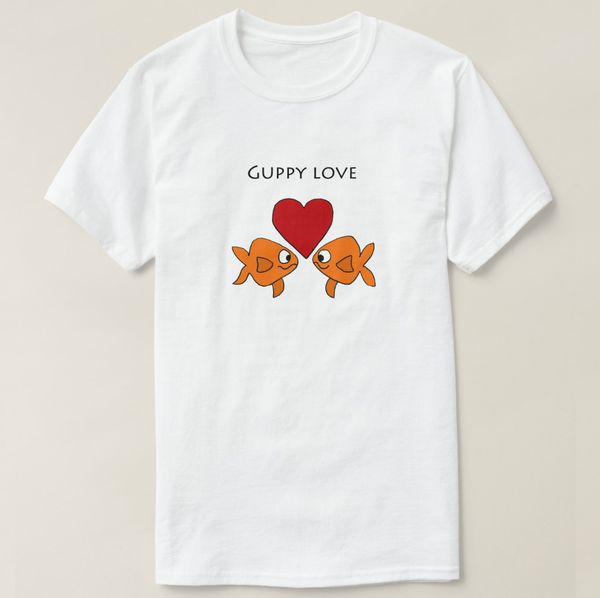 

2019 printed men t shirt cotton short sleeve funny guppy love design t-shirt women tshirt
