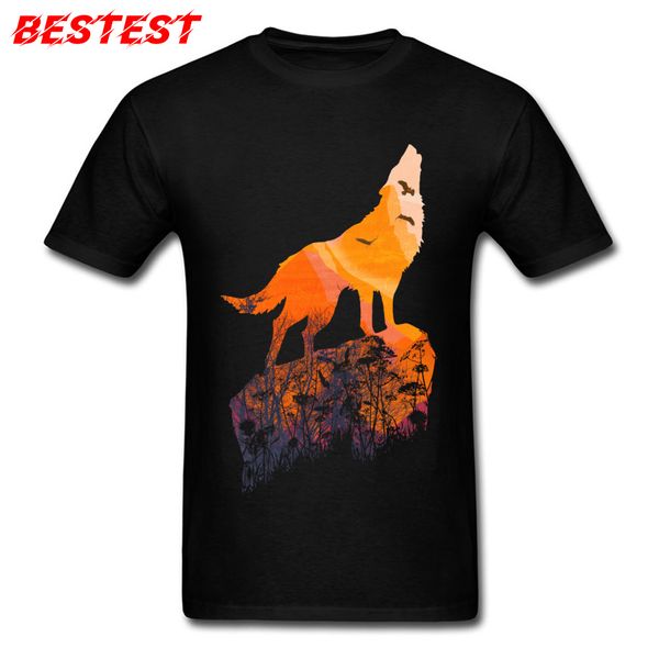 

man t-shirt black howling mountain wolf t shirts eagles on sunset print mens tshirts autumn cotton clothes tees cool