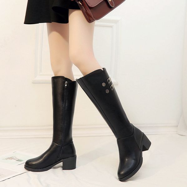 

long winter women snow boots knee-high autumn motocycle martin female boots new waterproof black heels women leather shoes vt374