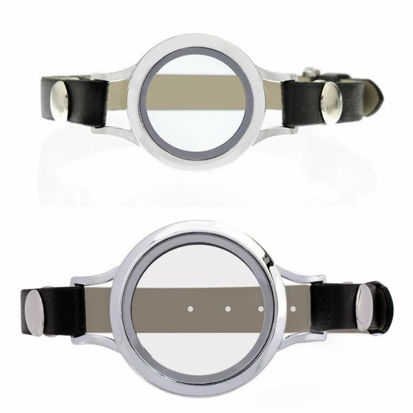 

charm bracelets 1pcs copy stainless steel wrap bracelet locket with heirloom face pu leather 7 colors can choose, Golden;silver