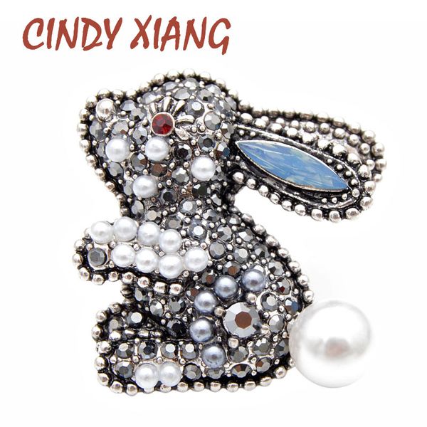 

cindy xiang new arrival 2 colors choose rhinestone brooches for women kids pins cute carton style bonny brooch good gift, Gray