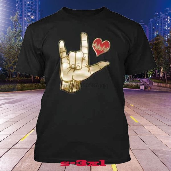 

american sign language asl love t shirt men's casual top