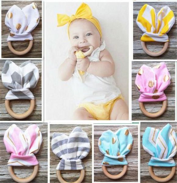 

100pcs infant baby teethers teething ring teeth fabric and wooden teething training crinkle material inside sensory toy soothers y155
