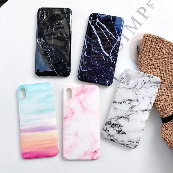 

new design thick tpu shell soft housing back cover phone marble design case for iphone xs max xr x 6 7 8 plus