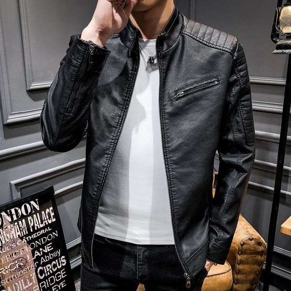

2020 autumn men's leather jacket men's jacket fashion new leather jacket men's youth motorcycle korean style slim fashion cas, Black;brown